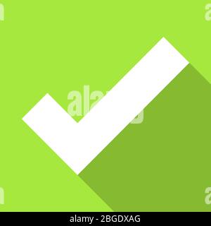 Selezionare, segno di spunta. Icona vera con stile longshadow. Illustrazione vettoriale Illustrazione Vettoriale