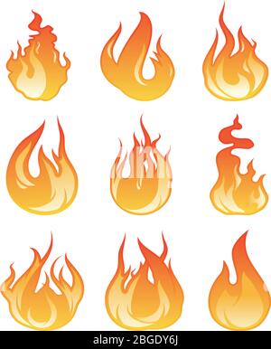 Set di fiamme da cartone animato. Illustrazione vettoriale della fiamma Illustrazione Vettoriale