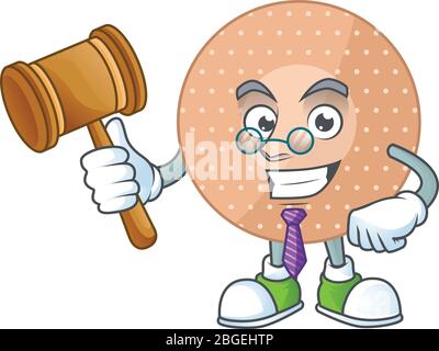Carismatico Judge bandaggio arrotondato cartoon carattere con occhiali Illustrazione Vettoriale