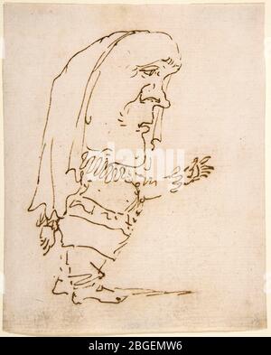Gian Lorenzo Bernini, Caricatura di un uomo che punta, disegno, 1610-1680 Foto Stock