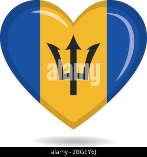 Bandiera nazionale delle Barbados in forma di cuore illustrazione vettoriale Illustrazione Vettoriale