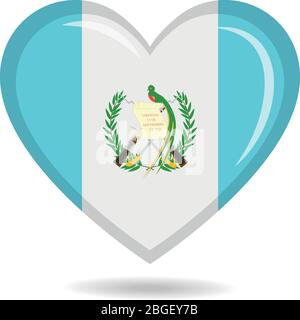 Bandiera nazionale del Guatemala in forma di cuore illustrazione vettoriale Illustrazione Vettoriale