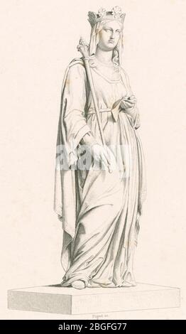 Incisione antica, Blanche di Castiglia. Blanche di Castiglia (1188-1252) fu Regina di Francia per matrimonio con Luigi VIII FONTE: INCISIONE ORIGINALE Foto Stock