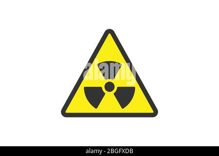 Simbolo di avvertimento giallo piatto. Icona di avvertenza e segno di pericolo isolato su sfondo bianco per l'uso su web design, tipografia, ui, app, sul roa Illustrazione Vettoriale