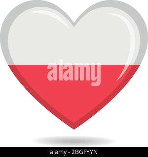 Bandiera nazionale della Polonia in forma di cuore illustrazione vettoriale Illustrazione Vettoriale