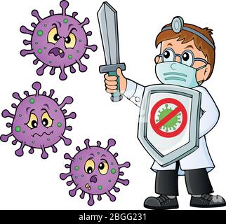 Immagine tematica del virus di lotta del medico 3 - illustrazione del vettore eps10. Illustrazione Vettoriale