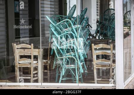 21 aprile 2020: 21 aprile 2020 (Malaga) bar, ristoranti, chioschi nella zona di Palo e Pedregalejo sono tutti chiusi a causa della crisi di Coronavirus. Credit: Lorenzo Carnero/ZUMA Wire/Alamy Live News Foto Stock