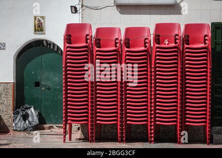 21 aprile 2020: 21 aprile 2020 (Malaga) bar, ristoranti, chioschi nella zona di Palo e Pedregalejo sono tutti chiusi a causa della crisi di Coronavirus. Credit: Lorenzo Carnero/ZUMA Wire/Alamy Live News Foto Stock