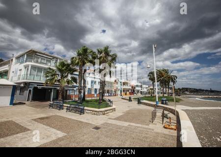 21 aprile 2020: 21 aprile 2020 (Malaga) bar, ristoranti, chioschi nella zona di Palo e Pedregalejo sono tutti chiusi a causa della crisi di Coronavirus. Credit: Lorenzo Carnero/ZUMA Wire/Alamy Live News Foto Stock