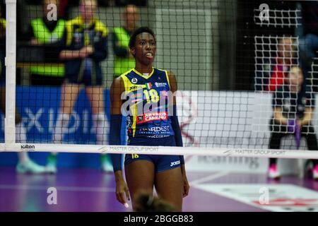 Treviso, Italia. 1 gennaio 2020. Treviso, Italia, 01 Jan 2020, Paola Egonu (Conegliano) durante - - Credit: LM/Ettore Griffoni Credit: Ettore Griffoni/LPS/ZUMA Wire/Alamy Live News Foto Stock