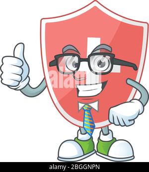 Cartoon carattere design di scudo medico uomo d'affari di successo Illustrazione Vettoriale
