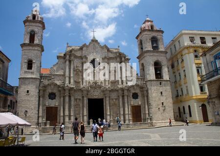 L'Avana Cattedrale di San Cristobal a Vieja Habana, Cuba Foto Stock