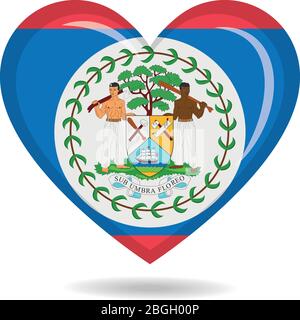 Bandiera nazionale del Belize in figura vettoriale a forma di cuore Illustrazione Vettoriale