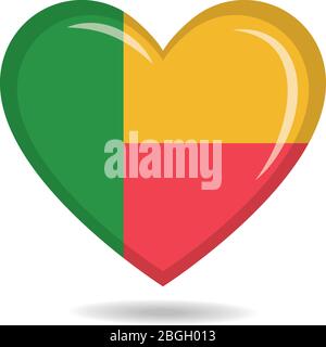 Bandiera nazionale del Benin in forma di cuore illustrazione vettoriale Illustrazione Vettoriale