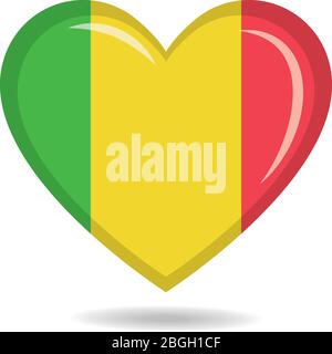 Bandiera nazionale del Mali in forma di cuore illustrazione vettoriale Illustrazione Vettoriale