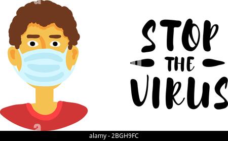 Arrestare il virus - immagine vettoriale persone piatte Illustrazione Vettoriale