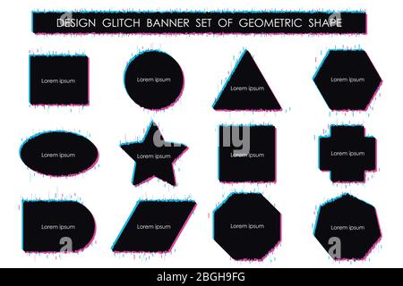 Disegno astratto del set di banner di glitch di sfondo grafico di set geometrico. Utilizzare per annunci, poster, elemento, modello, disegno grafico. EPs. Vettori1 Illustrazione Vettoriale