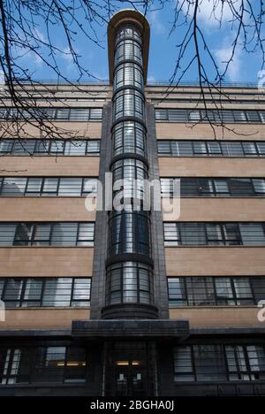 Architettura Art Deco Stone Glass Black Yellow Ibex House, 1 Haydon St, Tower, London EC3N 1HP di Fuller Hall & Foulsham Foto Stock