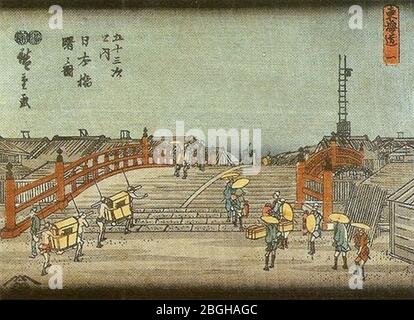 Hiroshige - A Estrada que Liga Tóquio a Kioto 1. Foto Stock