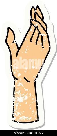tatuaggio adesivo in stile tradizionale di una mano Illustrazione Vettoriale