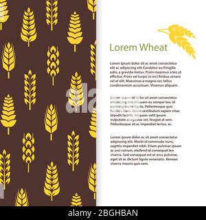 Banner o poster per il pane delle orecchie di grano. Design del volantino dei grani. Illustrazione vettoriale Illustrazione Vettoriale