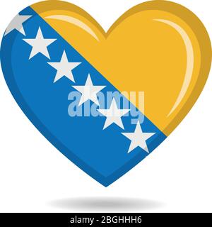 Bandiera nazionale della Bosnia Erzegovina in forma di cuore illustrazione vettoriale Illustrazione Vettoriale