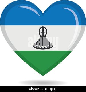 Bandiera nazionale del Lesotho nell'illustrazione del vettore della forma del cuore Illustrazione Vettoriale