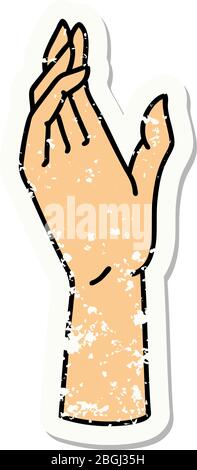 tatuaggio adesivo in stile tradizionale di una mano Illustrazione Vettoriale