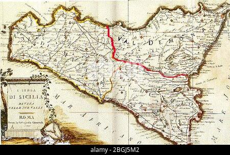 Mappa-storica-della-Sicilia-bjs-2. Foto Stock