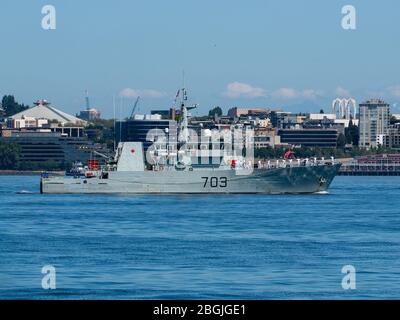 HMCS Edmonton (MM 703) in corso al largo di Seattle, Washington (USA), il 29 luglio 2019 (190729 Foto Stock