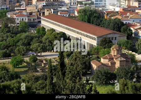 Antica Agora e Chiesa degli Apostoli, Atene, Regione Attica, Grecia, Europa Foto Stock