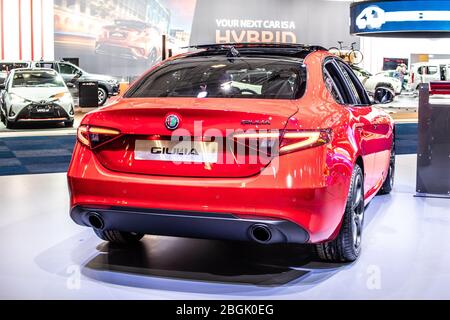 Bruxelles, Belgio, 2020 gennaio Alfa Romeo Giulia (952), Brussels Motor Show, norme sulle emissioni Euro 6d, auto prodotta dall'italiana Alfa Romeo Foto Stock