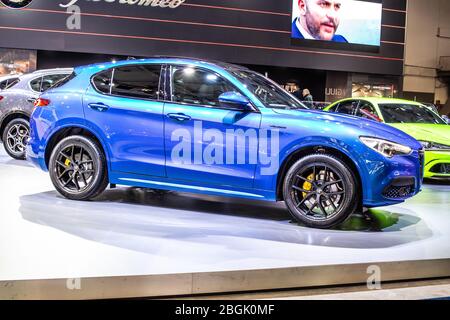 Bruxelles, Belgio, 2020 gennaio Alfa Romeo Stelvio, Brussels Motor Show, tipo 949, motore anteriore, AWD, SUV crossover prodotto da Alfa Romeo Foto Stock