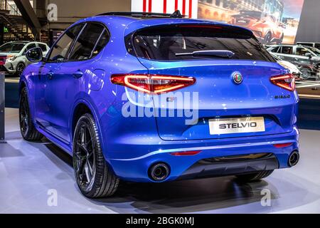 Bruxelles, Belgio, 2020 gennaio Alfa Romeo Stelvio, Brussels Motor Show, tipo 949, motore anteriore, AWD, SUV crossover prodotto da Alfa Romeo Foto Stock