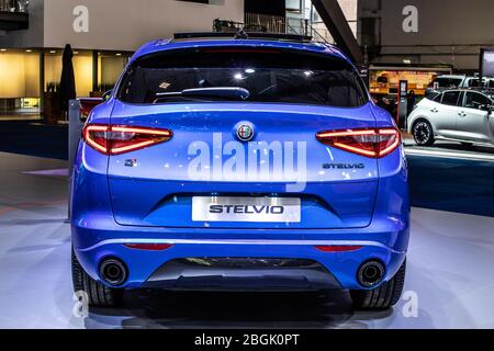 Bruxelles, Belgio, 2020 gennaio Alfa Romeo Stelvio, Brussels Motor Show, tipo 949, motore anteriore, AWD, SUV crossover prodotto da Alfa Romeo Foto Stock