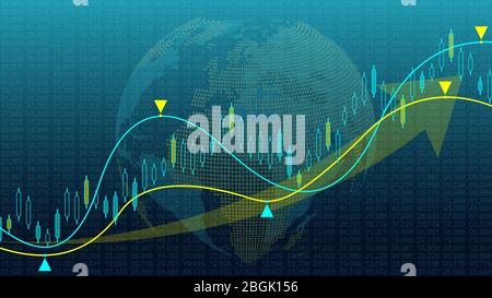 Contesto del mercato azionario o grafico commerciale del forex per il concetto di investimento finanziario. Presentazione aziendale per il vostro progetto. Tendenze economiche Illustrazione Vettoriale