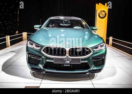 Bruxelles, Belgio, 2020 gennaio BMW Serie 8 M850i xDrive, Salone di Bruxelles, 2a generazione, G16, anno modello 2020, 8-class quattro porte Gran Coupé BMW auto Foto Stock