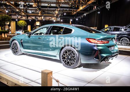 Bruxelles, Belgio, 2020 gennaio BMW Serie 8 M850i xDrive, Salone di Bruxelles, 2a generazione, G16, anno modello 2020, 8-class quattro porte Gran Coupé BMW auto Foto Stock