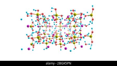 Il barite o la barite è un minerale costituito da solfato di bario. Il gruppo barita è costituito da barite, celestina, anglesite e anidrite. illustrazione 3d Foto Stock