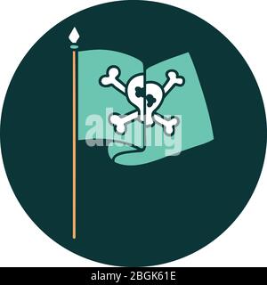 immagine iconica in stile tatuaggio di una bandiera pirata Illustrazione Vettoriale