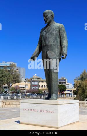 Statua di Elefterios Venizelos, Candia, Isola di Creta, Grecia, Europa Foto Stock