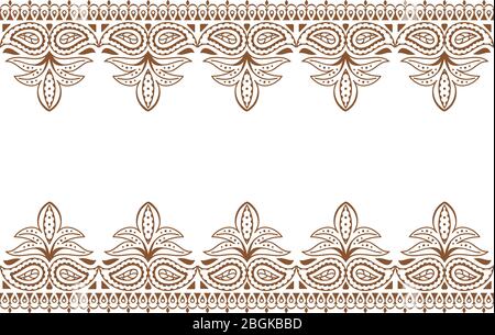 Sfondo Mehndi. Ricamo indiano disegno wuth hennè ornamento. Ornamento di merletti indiani henné sfondo di nozze, illustrazione vettoriale Illustrazione Vettoriale