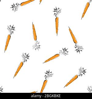 Carota vettoriale con motivo senza giunture su colore bianco Illustrazione Vettoriale