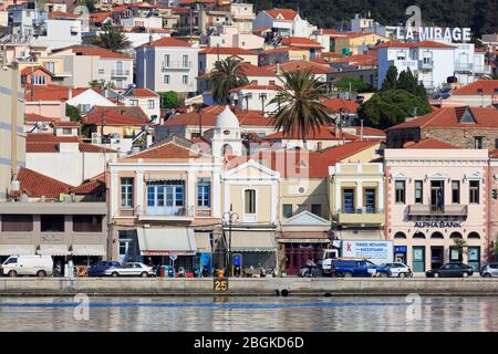 Porto Sud, Città di Mitilini, Isola di Lesbos, Grecia, Europa Foto Stock