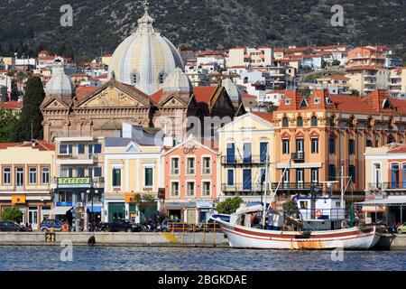 Porto Sud, Città di Mitilini, Isola di Lesbos, Grecia, Europa Foto Stock