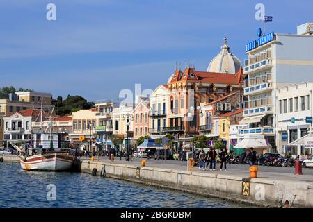 Porto Sud, Città di Mitilini, Isola di Lesbos, Grecia, Europa Foto Stock