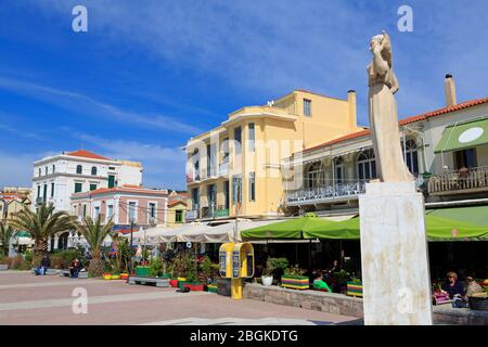 Piazza Sappho, Città di Mitilini, Isola di Lesbos, Grecia, Europa Foto Stock