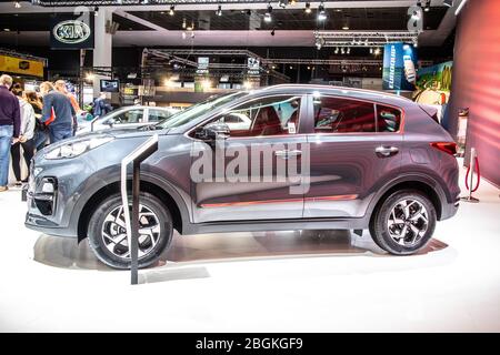 Bruxelles, Belgio, 2020 gennaio Kia Sportage al Salone di Bruxelles, quarta generazione, QL, SUV compatto costruito da Kia Motor Corporation Foto Stock