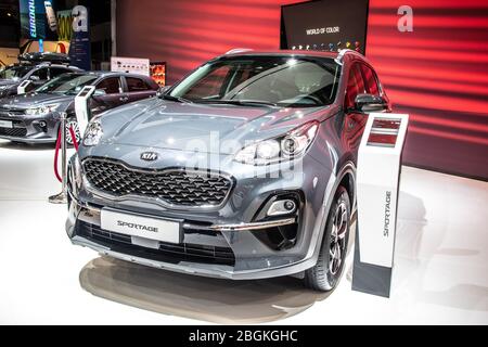 Bruxelles, Belgio, 2020 gennaio Kia Sportage al Salone di Bruxelles, quarta generazione, QL, SUV compatto costruito da Kia Motor Corporation Foto Stock