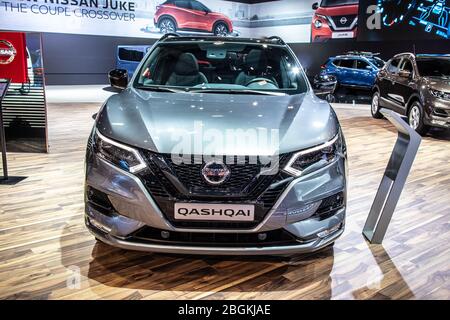 Bruxelles, Belgio, 2020 gennaio Nissan Qashqai, Brussels Motor Show, 2a generazione, J11, SUV crossover compatto prodotto dalla giapponese Nissan Foto Stock